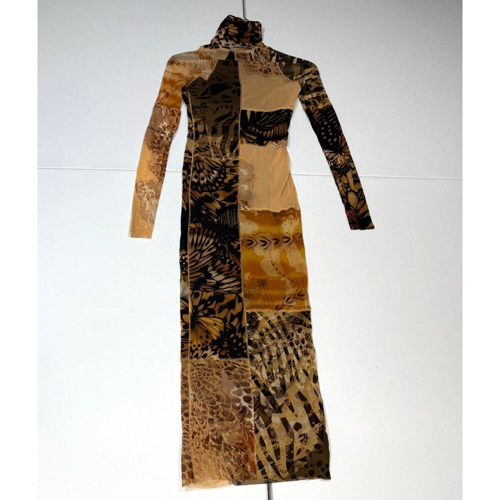 Fuzzi Abito Midi mesh patch work long sleeve Dres… - image 6